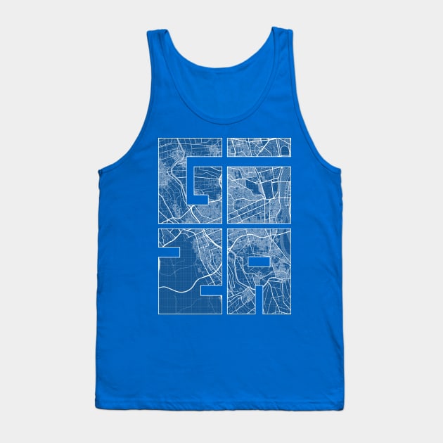 Giza, Egypt City Map Typography - Blueprint Tank Top by deMAP Studio